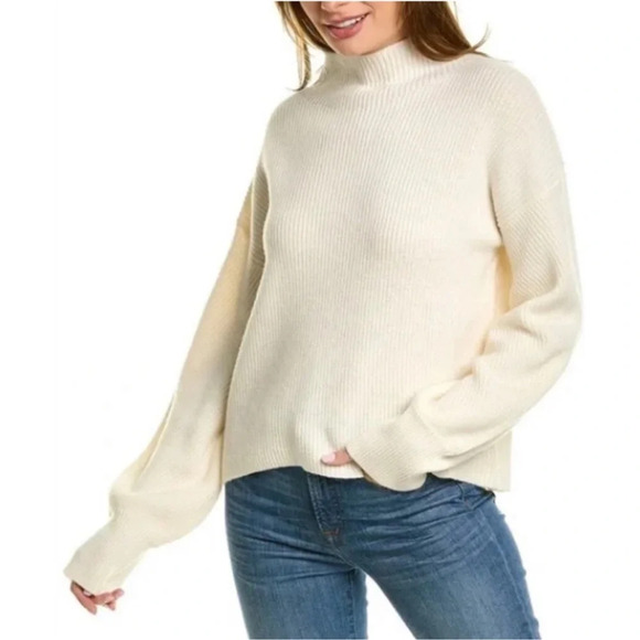 A.L.C Helena Merino Wool Sweater Mock High Neck Cream Women’s Large NEW - Picture 3 of 14